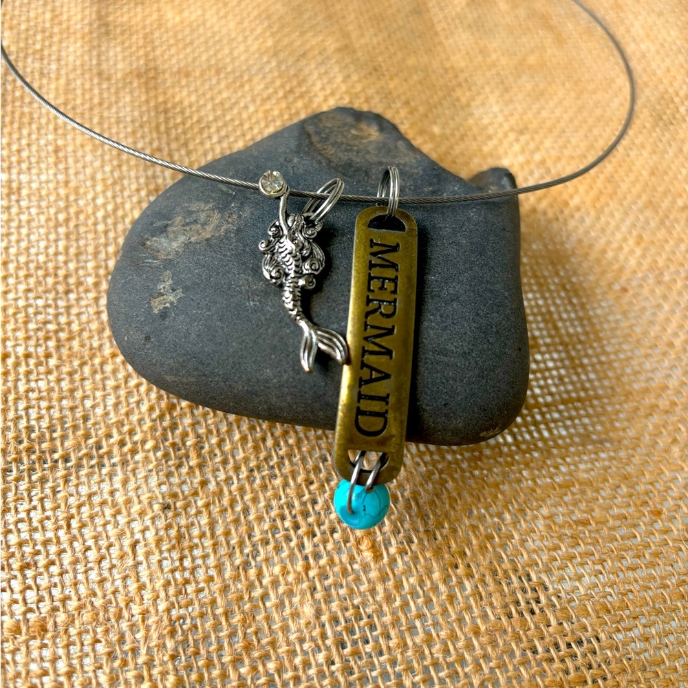 Mystery Mermaid 🧜‍♀️ w/ charms on hardwire necklace  PeacedbyAlise custom fun